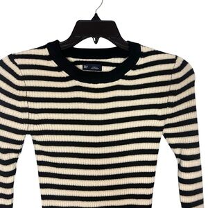 GAP Brooklyn Rib Striped Sweater XS Black Cream Fitted